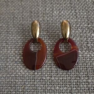 Elegant Gold and Brown Earrings